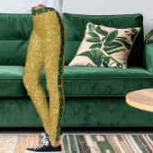 Modern Green Gold Glitter Sparkle Colorful Stripes Leggings
