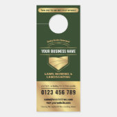 Modern Green & Gold Landscaping Lawn Mowing Deurhanger (Voorkant)