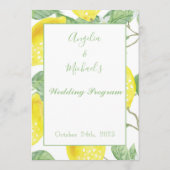Modern Green Gold Lemon Wedding Programme Programmakaart (Achterkant)