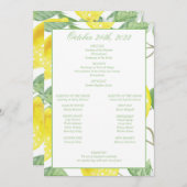 Modern Green Gold Lemon Wedding Programme Programmakaart (Voorkant / Achterkant)