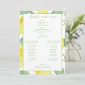 Modern Green Gold Lemon Wedding Programme Programmakaart (Staand voorkant)