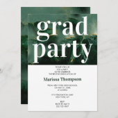 Modern Green Gold Marble Graduation Party Kaart (Voorkant / Achterkant)