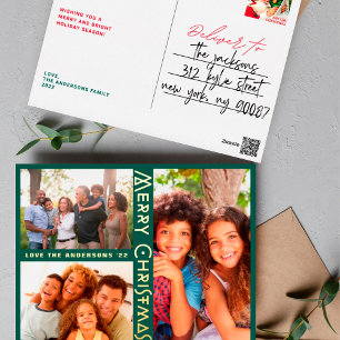 MODERN GREEN Gold MERRY CHRISTMAS MULTI Photo Folie Feestdagen Briefkaart