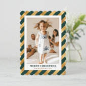 Modern Green Gold Photo Merry kerst Feestdagenkaart (Staand voorkant)