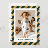 Modern Green Gold Photo Merry kerst Feestdagenkaart (Voorkant / Achterkant)