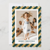 Modern Green Gold Photo Merry kerst Feestdagenkaart (Voorkant)