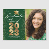 Modern Green Gold Script Pet Glitter Photo Afstude (Voorkant)