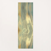Modern Green Gold Strokes 3-kleurenmonogram Yoga M Yogamat (Voorkant)