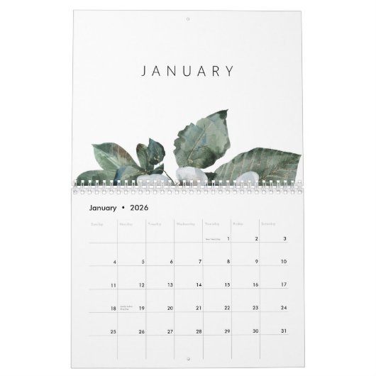 Modern Green & Gold Tropical Kalender (Jan 2026)