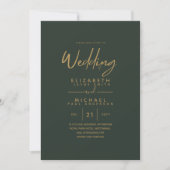 Modern Green Gold Wedding Invites (Voorkant)