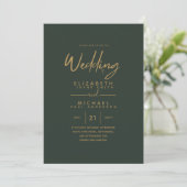 Modern Green Gold Wedding Invites (Staand voorkant)