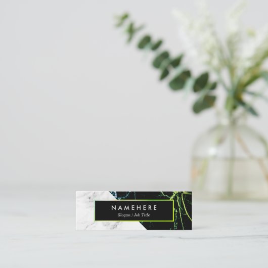 Modern Green Gold White Marble Mini Visitekaartje (Staand voorkant)