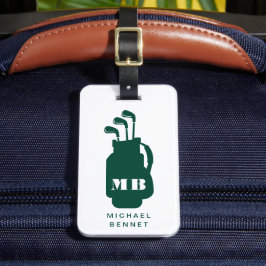 Modern Green Golf Sport Monogram Bagagelabel