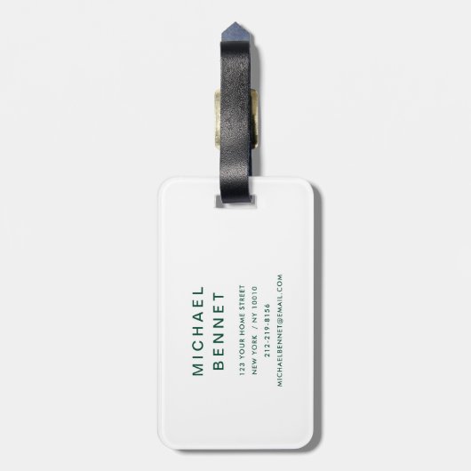 Modern Green Golf Sport Monogram Bagagelabel (Achterkant verticaal)