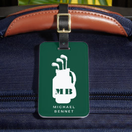 Modern Green Golf Sport Monogrammed Bagagelabel