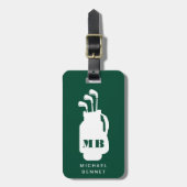 Modern Green Golf Sport Monogrammed Bagagelabel (Voorkant verticaal)