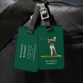 Modern Green Golfer Sport Bagagelabel