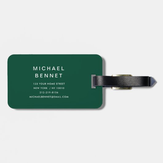 Modern Green Golfer Sport Monogram Bagagelabel (Achterkant horizontaal)