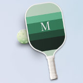 Modern Green Gradient Striped Monogram Pickleball Paddle