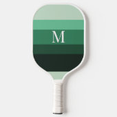 Modern Green Gradient Striped Monogram Pickleball Paddle (Achterkant)