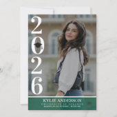 Modern Green Graduation Cap Senior Photo Kaart (Voorkant)