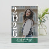 Modern Green Graduation Cap Senior Photo Kaart (Staand voorkant)