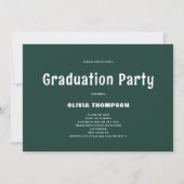Modern Green Graduation Party Invitation Kaart (Voorkant)