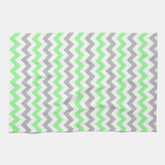 Modern Green Gray Chevron Pattern Kitchen Towel Theedoek (Horizontaal)