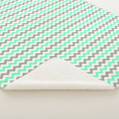 Modern Green Gray Chevron Pattern Sherpa Deken (3/4)