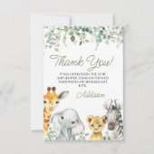 Modern Green Greenery Foliage Safari Baby shower Bedankkaart (Voorkant)