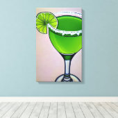 Modern Green Groovy Liquid Margarita Art Big Canvas Afdruk (Insitu (Houten vloer))