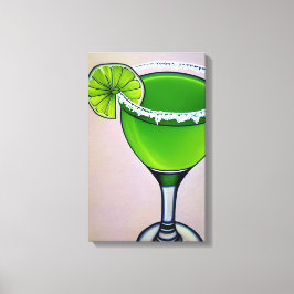 Modern Green Groovy Liquid Margarita Art Big Canvas Afdruk