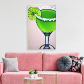 Modern Green Groovy Liquid Margarita Art Big Canvas Afdruk (Insitu (Woonkamer))