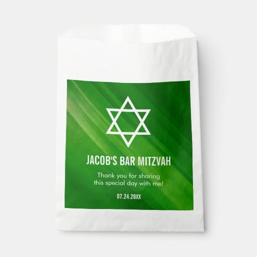 Modern Green Grunge Bar Mitzvah gepersonaliseerd Bedankzakje (Voorkant)