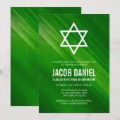Modern Green Grunge Bar Mitzvah Invitaties Kaart (Voorkant / Achterkant)