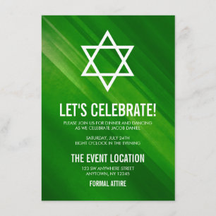 Modern Green Grunge Bar Mitzvah Reception Kaart
