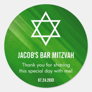 Modern Green Grunge Bar Mitzvah Ronde Sticker