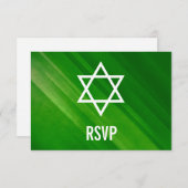 Modern Green Grunge Bar Mitzvah RSVP (Voorkant / Achterkant)