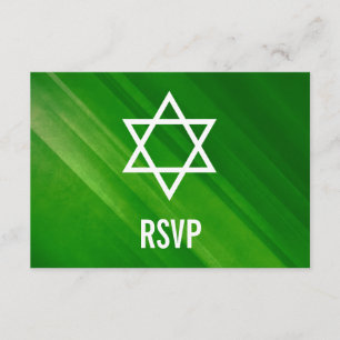 Modern Green Grunge Bar Mitzvah RSVP Kaartje