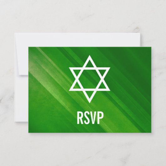 Modern Green Grunge Bar Mitzvah RSVP Kaartje (Voorkant)