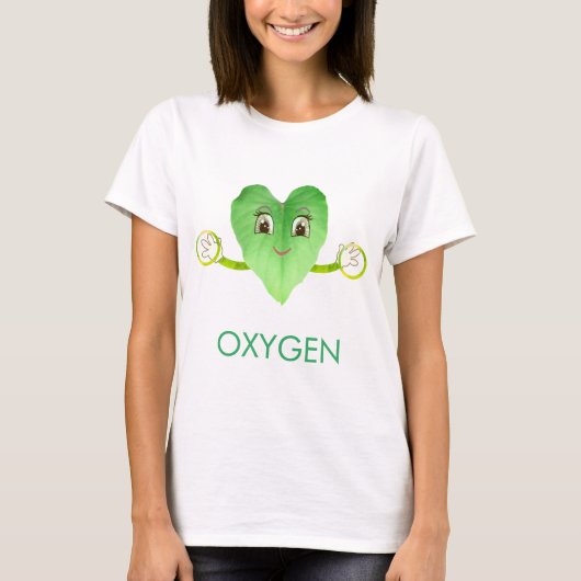 Modern Green Happy Heart Leaf T-shirt (Voorkant)