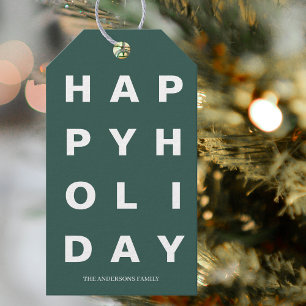 Modern Green Happy Holiday Cadeaulabel