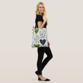 Modern Green Heart Botanical Tote Bag (Op model)