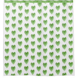 Modern Green Heart Leaf Pattern Douchegordijn