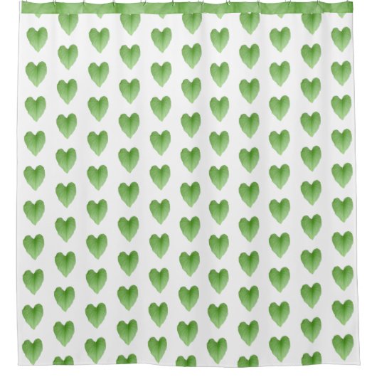 Modern Green Heart Leaf Pattern Douchegordijn (Voorkant)