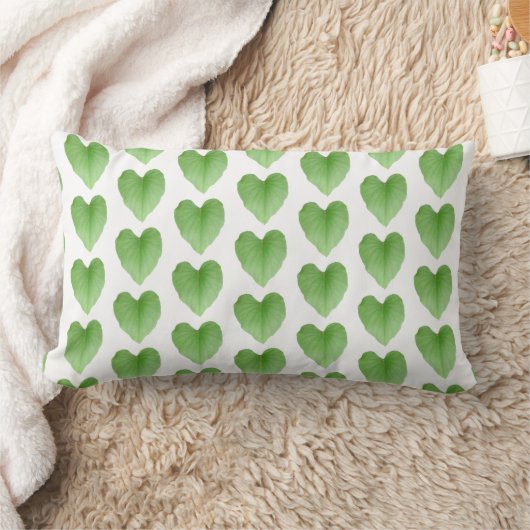 Modern Green Heart Leaf Pattern op White Kussen (Deken)