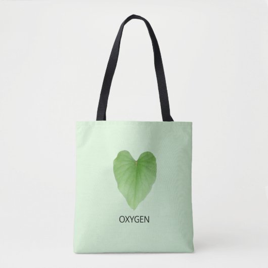 Modern Green Heart Shape Plant Leaf Tote Bag (Voorkant)