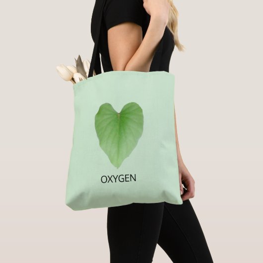 Modern Green Heart Shape Plant Leaf Tote Bag (Dichtbij)