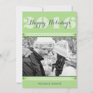 Modern Green Holiday Photo Holiday Flat Card Feestdagenkaart