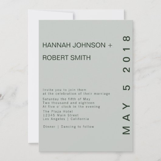 Modern Green Hue Wedding Invitation Kaart (Voorkant)